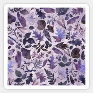 Woodland foliage, lilac purple mauve, watercolor wash Magnet